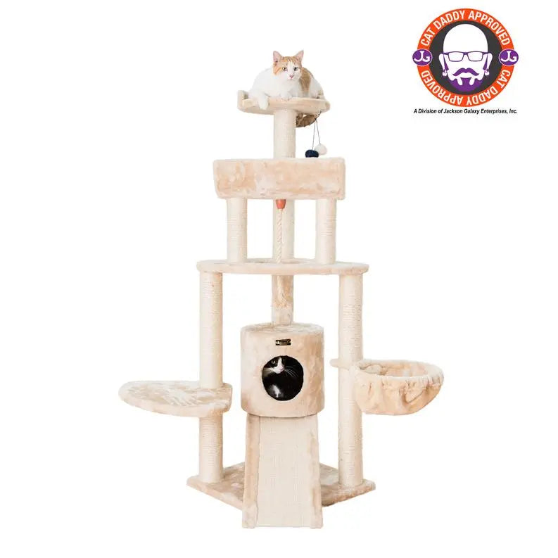 Armarkat Real Wood Spacious Thick Fur Cat Tower W Lounge BearwoodEssentials-Elevated Pet Feeders