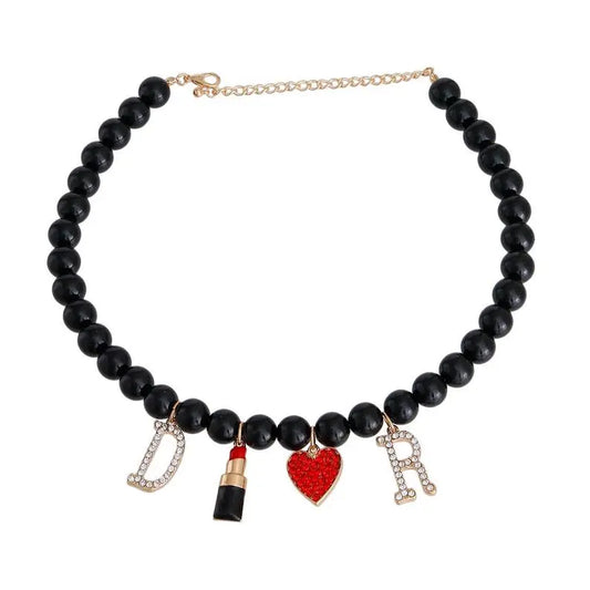 Black Pearl Designer Charm Necklace BearwoodEssentials-Elevated Pet Feeders