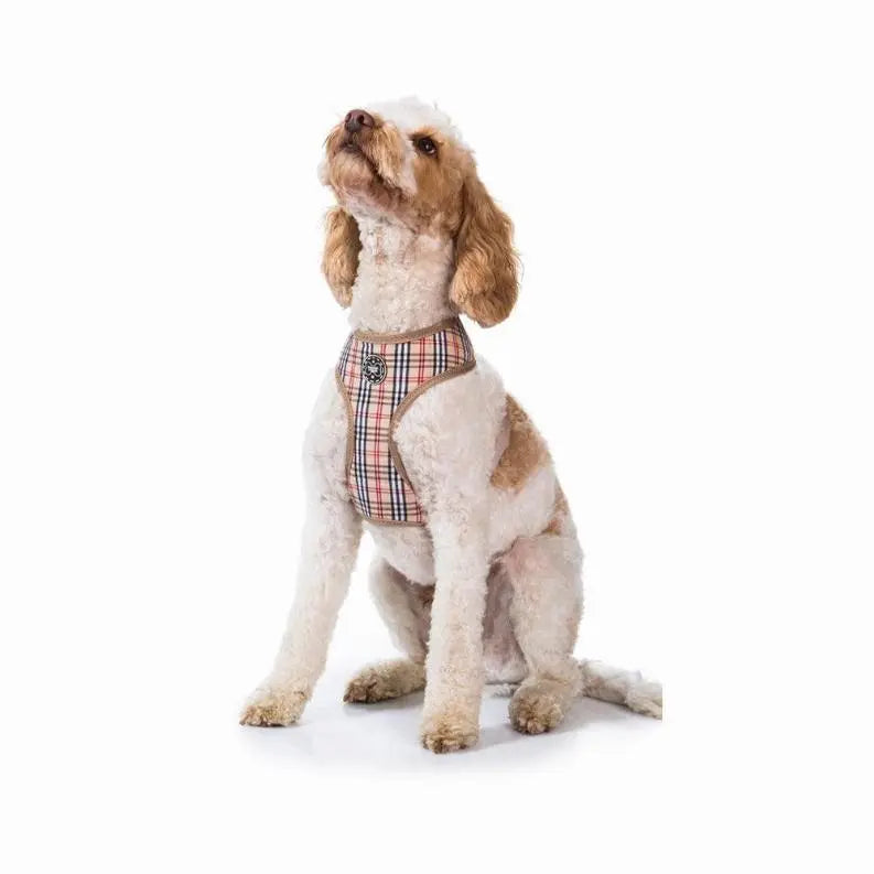 Brown Tartan Dog Harness BearwoodEssentials-Elevated Pet Feeders