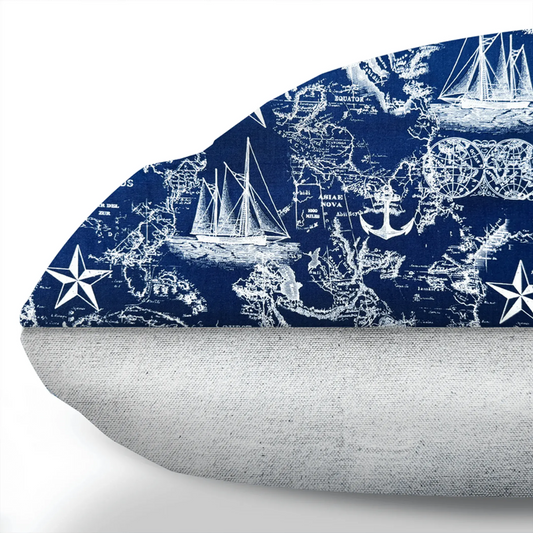 Carta Marina Navy Vintage Nautical Toile Duvet-style Dog Bed Nauti-dog Handmade