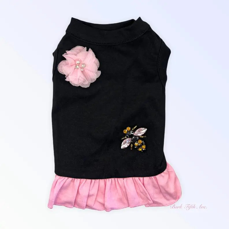 Chiffon Jeweled Bumble Bee Dress BearwoodEssentials-Elevated Pet Feeders