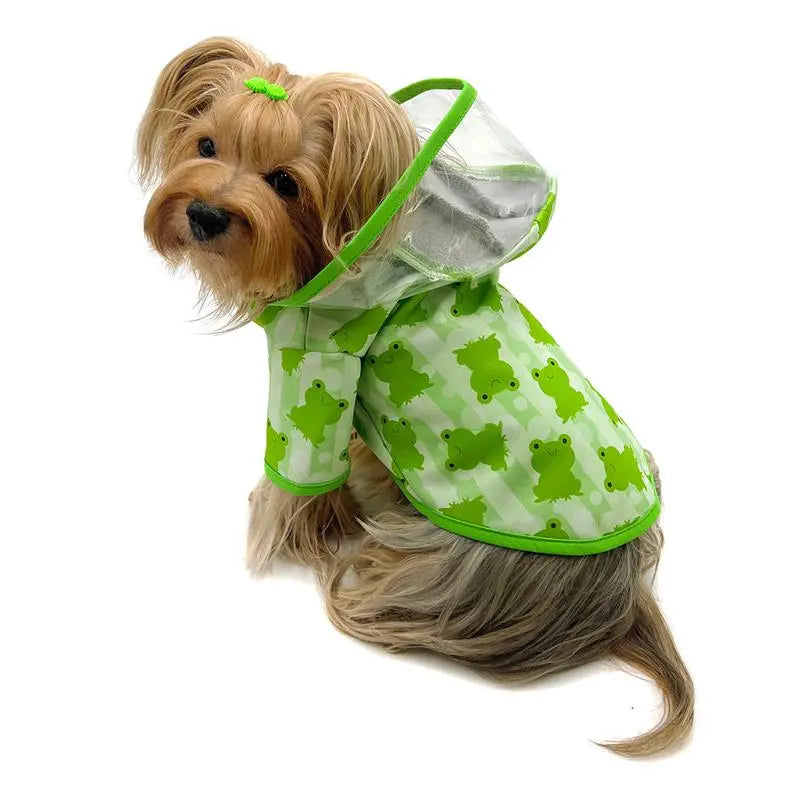 Clear View Froggy Raincoat with Fleece Lining and Detachable Hood BearwoodEssentials-Elevated Pet Feeders