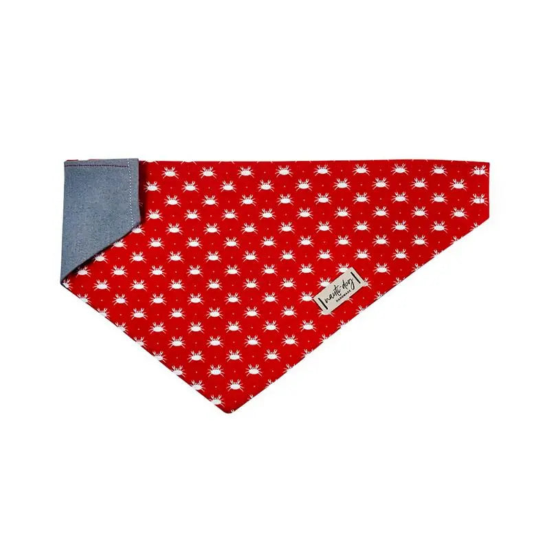 Crabby Red Maryland Crab Coastal Over-the-collar Dog Bandana BearwoodEssentials-Elevated Pet Feeders