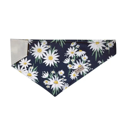 Daisy Summer Navy Floral Over-the-collar Dog Bandana BearwoodEssentials-Elevated Pet Feeders