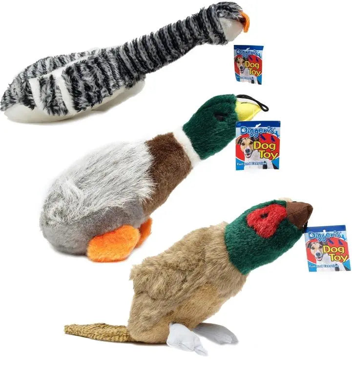 Digger's Waterfowl Plush Toys Asst BearwoodEssentials-Elevated Pet Feeders