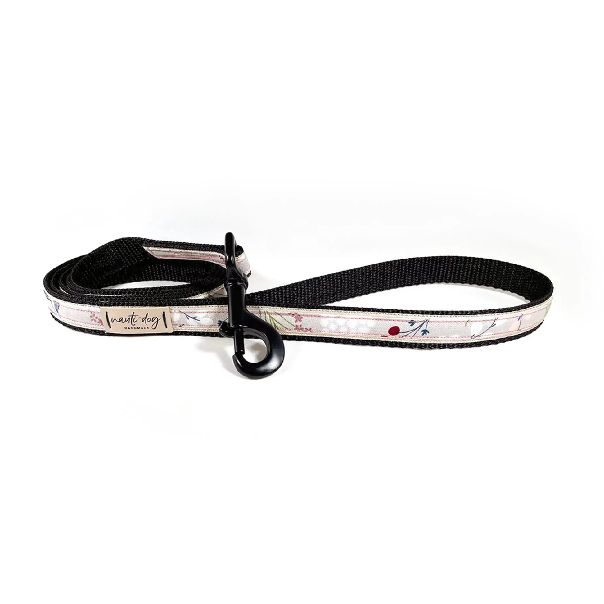 Elderberry Silver Fall Mod Floral Ribbon Dog Leash Nauti-dog Handmade