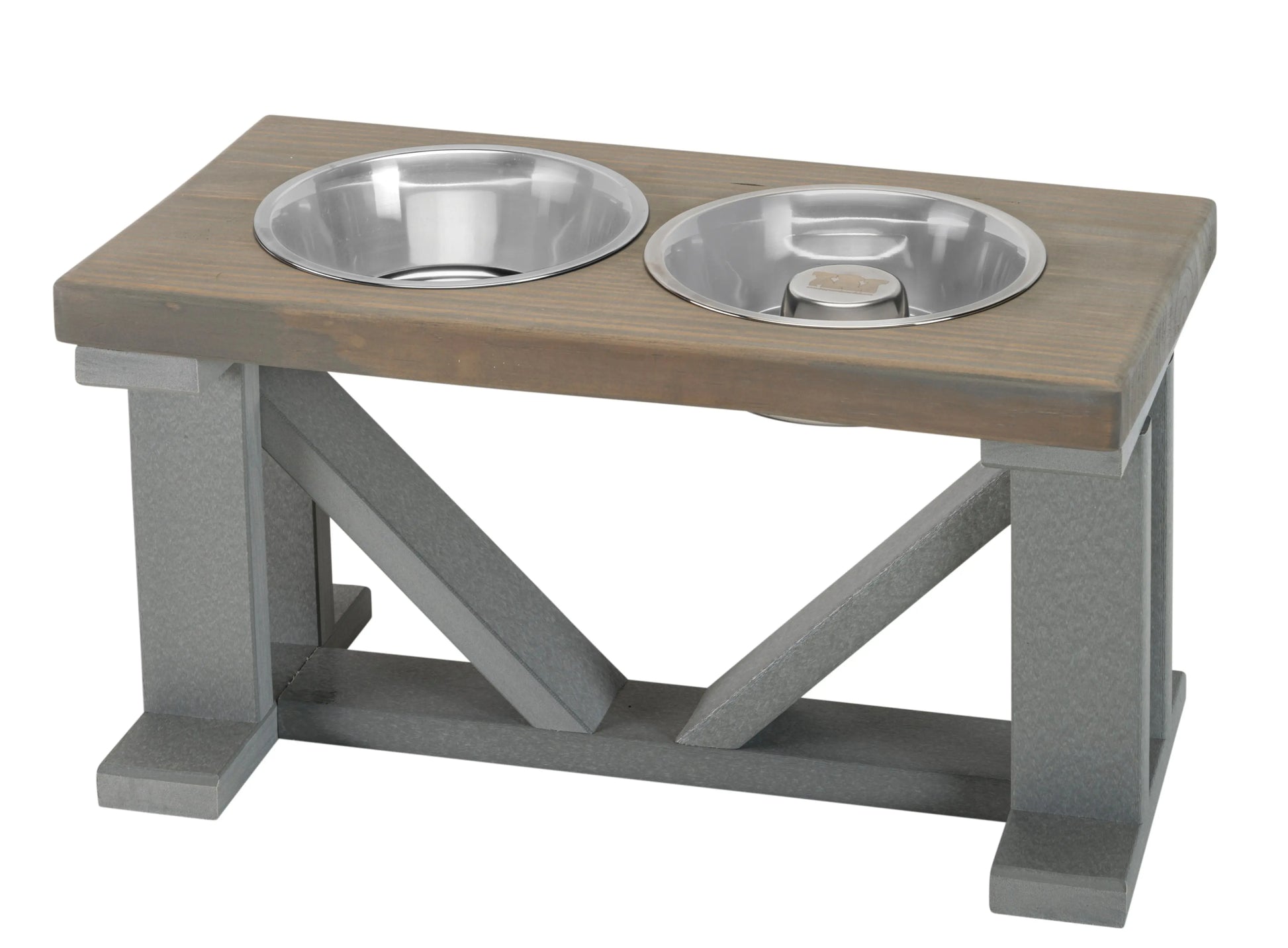 Slow Feeder Dog Bowl Grey - Anti Slip Stainless Steel