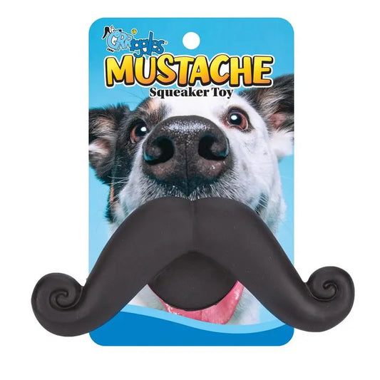Grriggles Mustache Squeaker Toy BearwoodEssentials-Elevated Pet Feeders