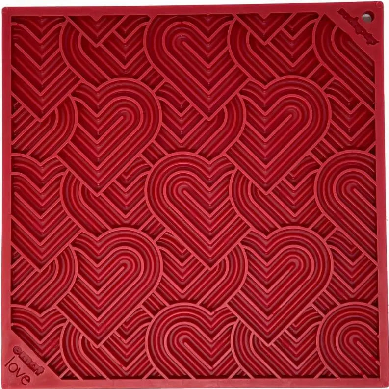 Heart Design "Love" eMat Enrichment Lick Mat BearwoodEssentials-Elevated Pet Feeders