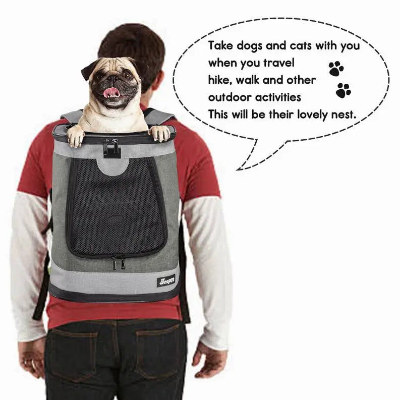 JESPET Pet Backpack Carrier for Small Dog, Puppy, Soft Carrier Backpack Ideal for Traveling, Hiking, Walking and Outdoor Activities with Family BearwoodEssentials-Elevated Pet Feeders