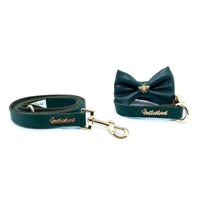 Jade Collar, Leash & Bow tie set BearwoodEssentials-Elevated Pet Feeders