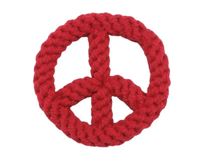 Jax & Bones Red Peace Sign Rope Dog Toy BearwoodEssentials-Elevated Pet Feeders