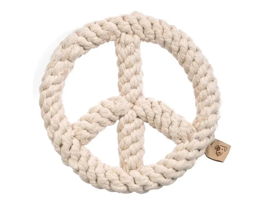 Jax & Bones White Peace Sign Rope Dog Toy BearwoodEssentials-Elevated Pet Feeders