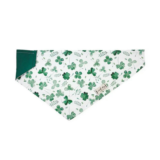 Lucky Irish Four Leaf Clover St. Paddy's Day Shamrock Over-the-collar Dog Bandana BearwoodEssentials-Elevated Pet Feeders