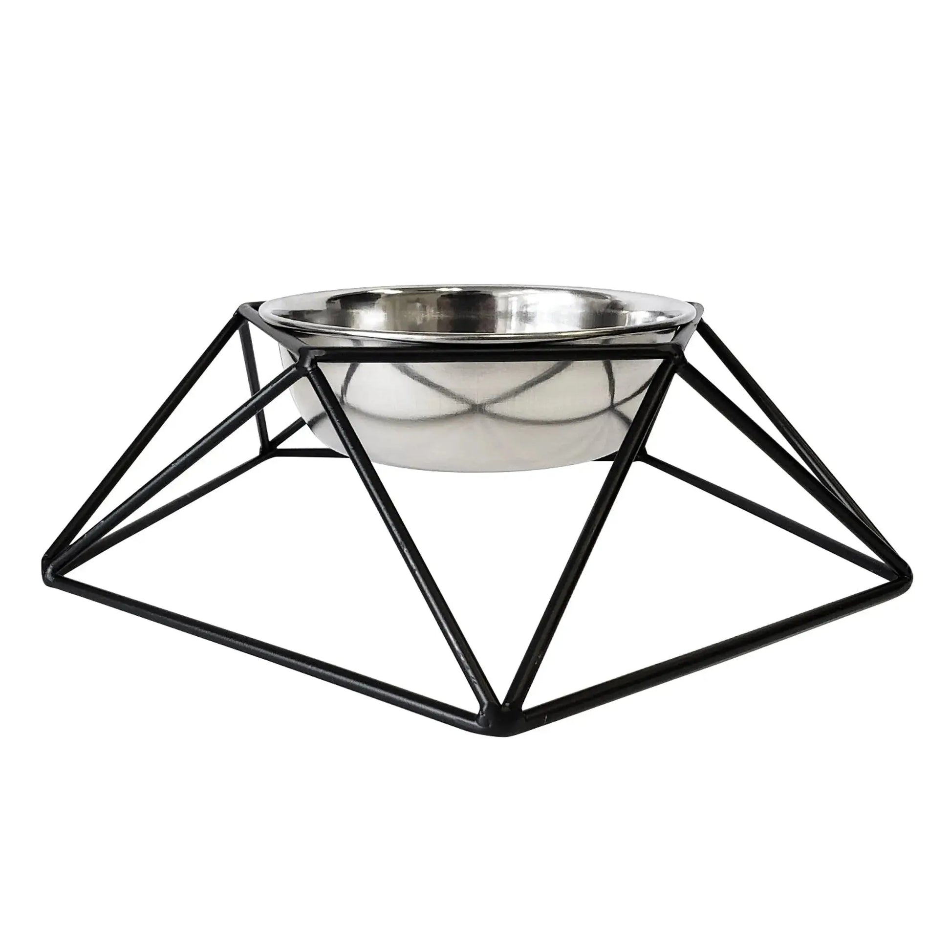 Modern Geo Black Elevated Single Dog Feeder American Pet Supplies