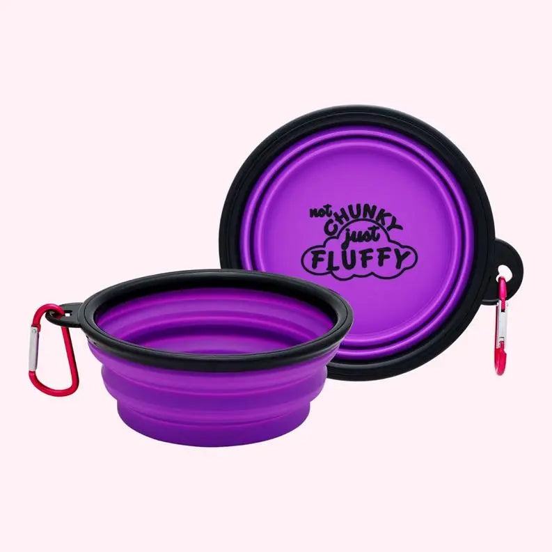 "Not Chunky Just Fluffy" Purple Dog Bowl BearwoodEssentials-Elevated Pet Feeders