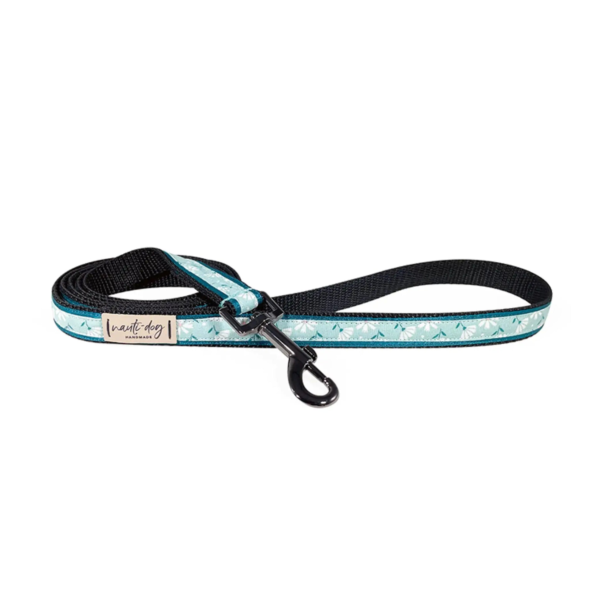 Paperwhite Sea Glass Green Daisy Floral Ribbon Dog Leash Nauti-dog Handmade