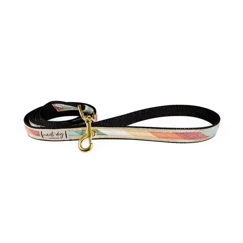 Sunset Retro-Mod Stripe Ribbon Dog Leash BearwoodEssentials-Elevated Pet Feeders