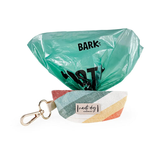 Sunset Retro-mod Stripe Linen Dog Waste Poop Bag Dispenser Nauti-dog Handmade
