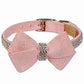Susan Lanci Designs Puppy Pink Glitzerati Nouveau Bow 3 Row Giltmore Collar BearwoodEssentials-Elevated Pet Feeders