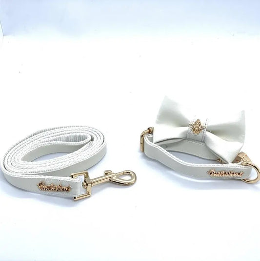 Swan Dog Leash, Bow Tie, Collar Dog Set BearwoodEssentials-Elevated Pet Feeders