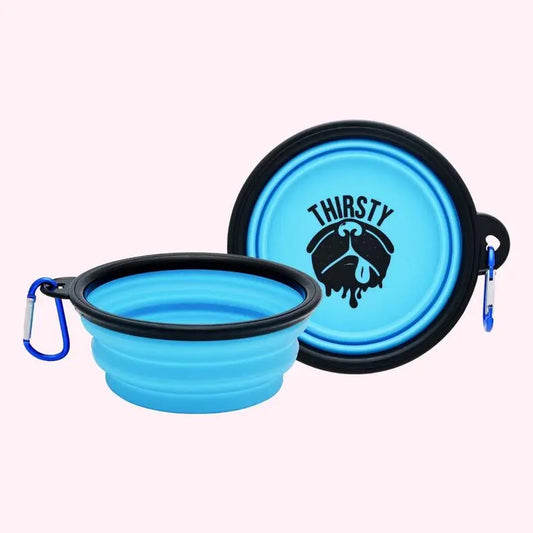 "Thirsty" Blue Dog Bowl BearwoodEssentials-Elevated Pet Feeders