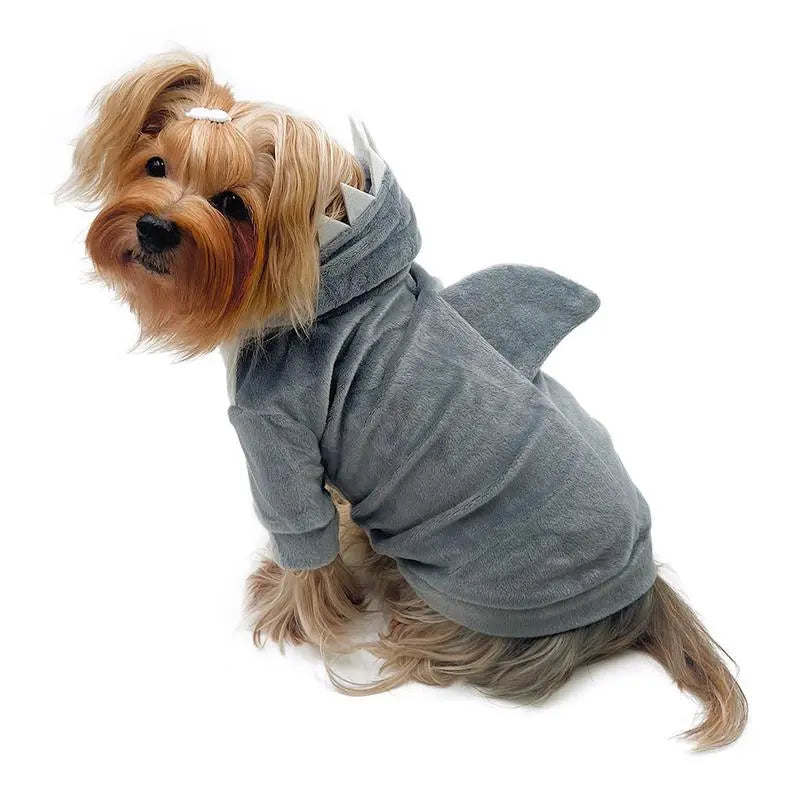 Ultra Plush Shark Hoodie with Fin & Teeth BearwoodEssentials-Elevated Pet Feeders