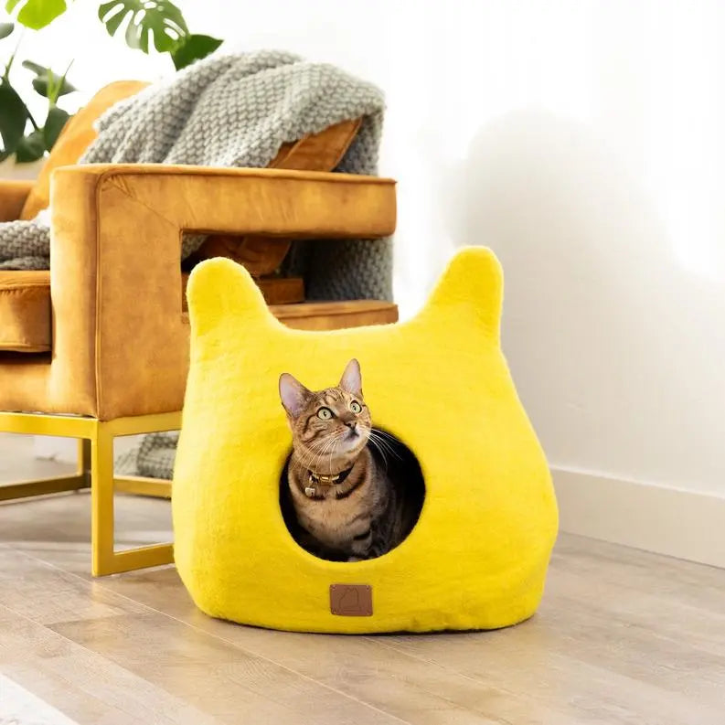 Whimsical Cat Ear Cave Bed BearwoodEssentials-Elevated Pet Feeders