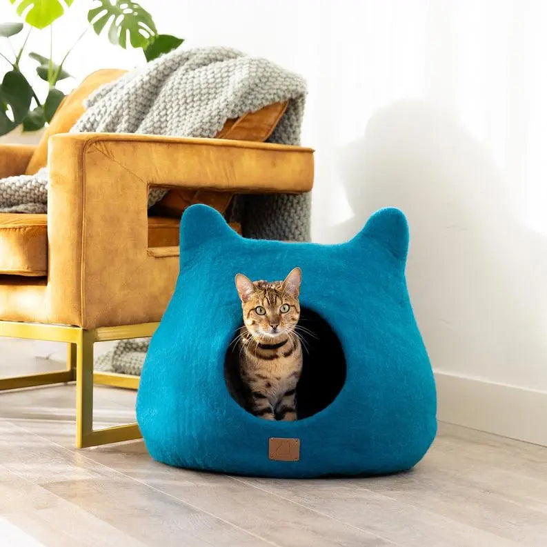 Whimsical Cat Ear Cave Bed BearwoodEssentials-Elevated Pet Feeders