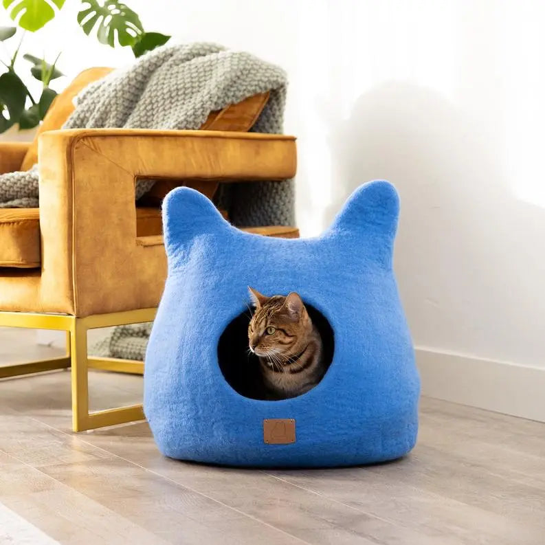 Whimsical Cat Ear Cave Bed BearwoodEssentials-Elevated Pet Feeders