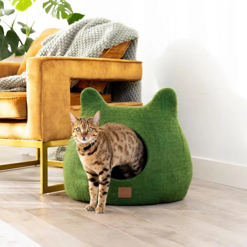 Whimsical Cat Ear Cave Bed BearwoodEssentials-Elevated Pet Feeders