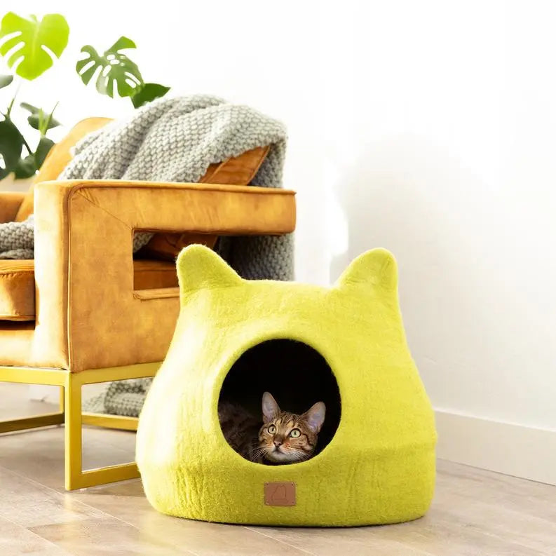 Whimsical Cat Ear Cave Bed BearwoodEssentials-Elevated Pet Feeders