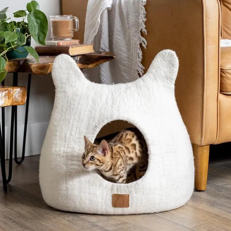 Whimsical Cat Ear Cave Bed BearwoodEssentials-Elevated Pet Feeders