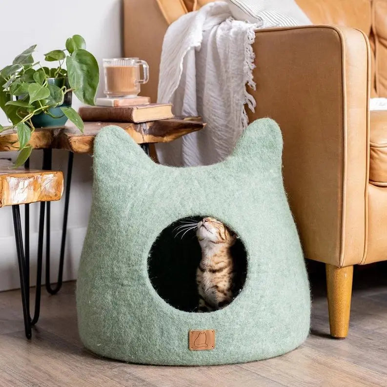 Whimsical Cat Ear Cave Bed BearwoodEssentials-Elevated Pet Feeders