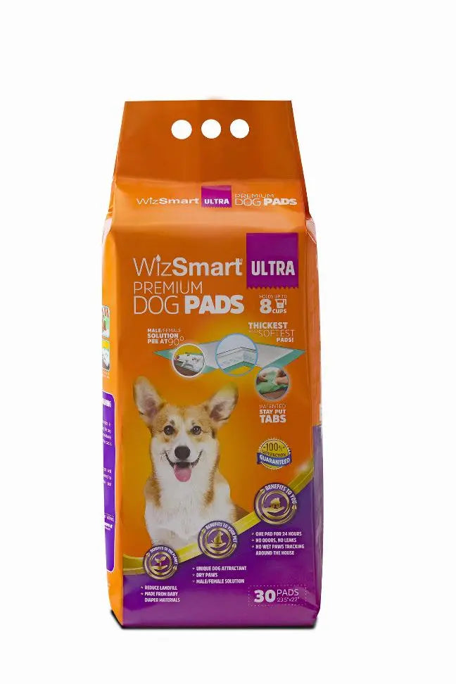 WizSmart All Day Dry Dog Pads Ultra 30 Count BearwoodEssentials-Elevated Pet Feeders